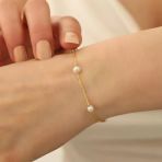 925 Ayar Gümüş Gerçek Ve Doğal Tatlısu İncisi Bileklik Çap:6mm - Cbp00123