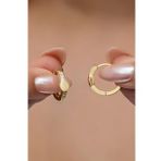925 Ayar Gümüş Gold Kaplama 15 mm Halka Küpe