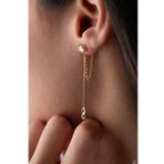 925 Ayar Gümüş Gold Kaplama 5 Mm Tektaş Sallantılı Zincir Sonsuzluk Model Küpe