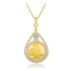 925 Ayar Gümüş Gold Kaplama Damla Tuğralı Kadın Kolye