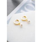 925 Ayar Gümüş Gold Kaplama İnci Sallantılı 10 mm Tamtur Küpe
