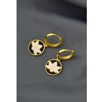 925 Ayar Gümüş Gold Kaplama Mineli Lotus Çiçeği Halka Küpe