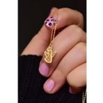 925 Ayar Gümüş Gold Kaplama Parlayan Rüya Serisi Tasarım Nude Ebruli Cam Boyalı Melek Kolye