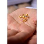 925 Ayar Gümüş Gold Kaplama Renkli Mineli Yıldız Halka Küpe