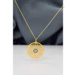 925 Ayar Gümüş Gold Kaplama Yaşam Çiçeği, Nazar Boncuğu Detaylı Kolye