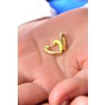 925 Ayar Gümüş Gold Kaplama Zirkon Taşlı Sarı Mineli Kalp Küpe