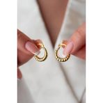 925 Ayar Gümüş Gold Rengi Boğumlu 15 mm Şarnel Küpe
