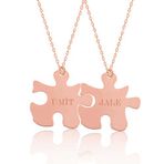 925 Ayar Gümüş Kişiye Özel İsimli Puzzle Sevgili Çift Kolye