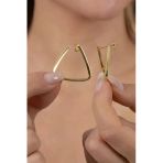 925 Ayar Gümüş Küpe Altın Yaldızlı Geometrik Üçgen Tasarım Küpe Sgtl13153gold