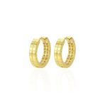 925 Ayar Gümüş Küpe Üzeri Altın Kaplama Kare Dokumalı Halka Küpe Sgtl13184gold