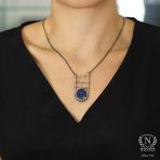 925 Ayar Gümüş Lapis Lazuli Taşlı Elişi Kolye