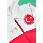 925 Ayar Gümüş Mavi Ayaklı Isimli Bebek İğnesi , Türkiye Armalı Kapişonlu Bebek Eşofmanı Hediye