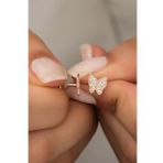 925 Ayar Gümüş Minik Rose Zirkon Taşlı Kelebek Küpe