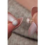 925 Ayar Gümüş Minimal Zirkon Taşlı Rose Top Küpe