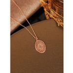 925 Ayar Gümüş Nazar Duası Oval Biçimli Kolye (Rose)