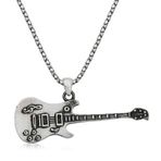 925 Ayar Gümüş Oksit Kaplama Elektro Gitar Tasarımlı Erkek Kolye