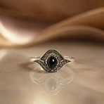 925 Ayar Gümüş Oltu Taşı Kadın Yüzük - Elegance