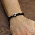 925 Ayar Gümüş Oniks Doğal Taşlı Erkek Bileklik