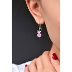 925 Ayar Gümüş Pembe Tektaş Mineli Kelebek Küpe