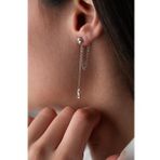 925 Ayar Gümüş Rodyum Kaplama 5 Mm Tektaş Sallantılı Zincir Sonsuzluk Model Küpe