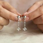 925 Ayar Gümüş Rodyum Kaplama Kelebek Sallantılı Küpe