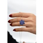 925 Ayar Gümüş Rodyum Kaplama Safir Damla Lotus Kolye