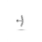 925 Ayar Gümüş Rodyumlu Minimal Sıralı Altı Zirkon Taşlı Tragus Piercing Küpe