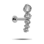 925 Ayar Gümüş Rodyumlu Minimal Süzme Beş Taşlı Tragus Piercing Küpe