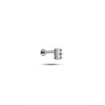 925 Ayar Gümüş Rodyumlu Minimal Üç Baget Taşlı Tragus Piercing Küpe