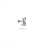 925 Ayar Gümüş Rodyumlu Minimal Zirkon Taşlı Kedi Tragus Piercing