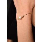 925 Ayar Gümüş Rose-gold Kaplama Inci Simli Dorika Toplu Bileklik