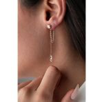 925 Ayar Gümüş Rose Kaplama 5 Mm Tektaş Sallantılı Zincir Sonsuzluk Model Küpe