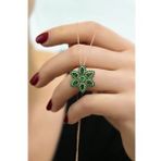 925 Ayar Gümüş Rose Kaplama Yeşim Taşı Damla Lotus Kolye