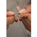 925 Ayar Gümüş Rose Kırmızı Gül Küpe