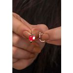 925 Ayar Gümüş Rose Kırmızı Mineli Elma Küpe