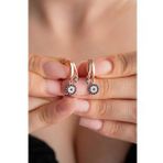 925 Ayar Gümüş Rose Mistik Topaz Taşlı 12 mm Nazar Küpe