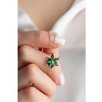925 Ayar Gümüş Rose Yeşil Taşlı Lotus Çiçeği Kolye