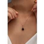 925 ayar Gümüş Siyah taşlı Lotus Çiçeği kolye