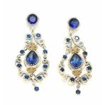 925 Ayar Gümüş ve Bronz Karışımı Mavi Safir Taşlı Otantik Küpe