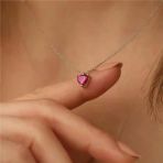 925 Ayar Gümüş Yakut Renkli Kalp Kesim Doğum Taşı Kolye – Temmuz Ayı Birthstone Kolye - Cns00100