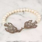 925 Ayar Gümüş Yapraklı İncili Bilezik