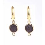925 Ayar Gümüş Yuvarlak Druzy Spinel Taş Küpe, Sarı