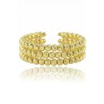 925 Ayar Gümüş Yüzük Altın Kaplama Dorica (Dorissa) Alttan Ayarlamalı Üç Sıra Yüzük Sgtl13224gold