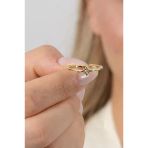 925 Ayar Gümüş Yüzük Altın Yaldızlı Zirkon Taşlı Kuzey Yıldızı Ayarlamalı Yüzük Sgtl13130gold