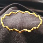 925 Ayar Gümüş Zikzak Model Gold Ajda Bilezik 6.2 cm