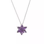 925 Ayar Gümüş Zirkon Taşlı Lotus Çiçeği Kadın Kolye (Mor)