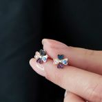 925 Ayar Minik Mineli Yonca Küpe Kadın Gümüş Küpe