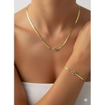 925 Ayar Papatya Silver Gözlü İtalyan Zincir Kolye Bileklik Set.rose.gold.rodaj