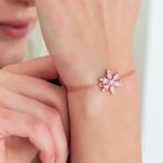 925 Ayar Pembe Taşlı Çiçek Bileklik Kadın Gümüş Bileklik
