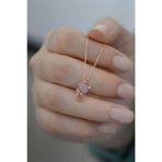 925 Ayar Rose Kaplama Ay Taşlı Gümüş Kedi Kolye